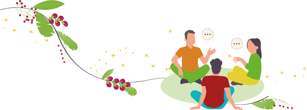 Illustration d'un atelier de Focusing en groupe : plusieurs personnes assises en cercle