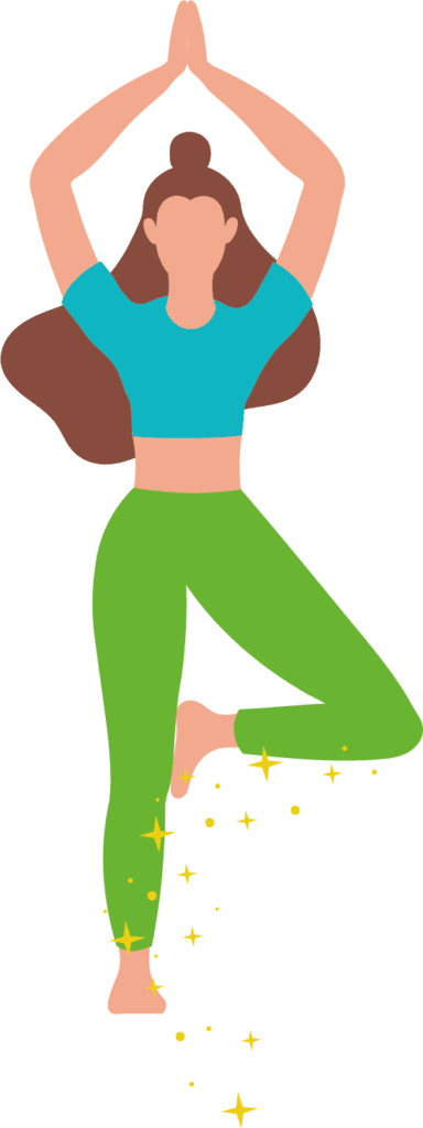 Illustration de cours de yoga individuel : femme en posture de l'arbre